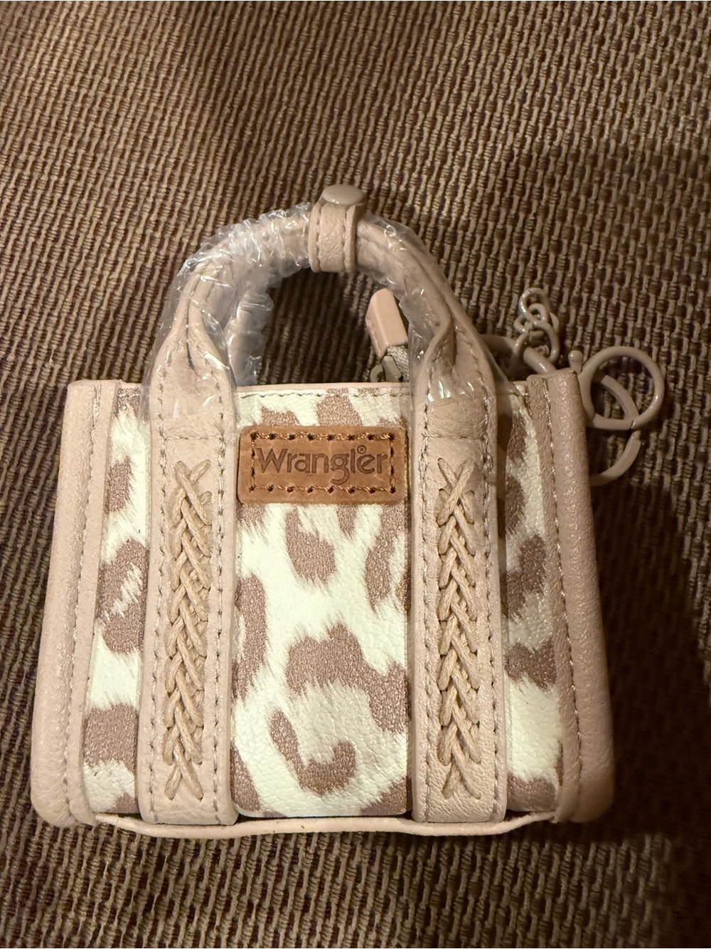 Wrangler Beige & White Leopard-Print Mini Tote